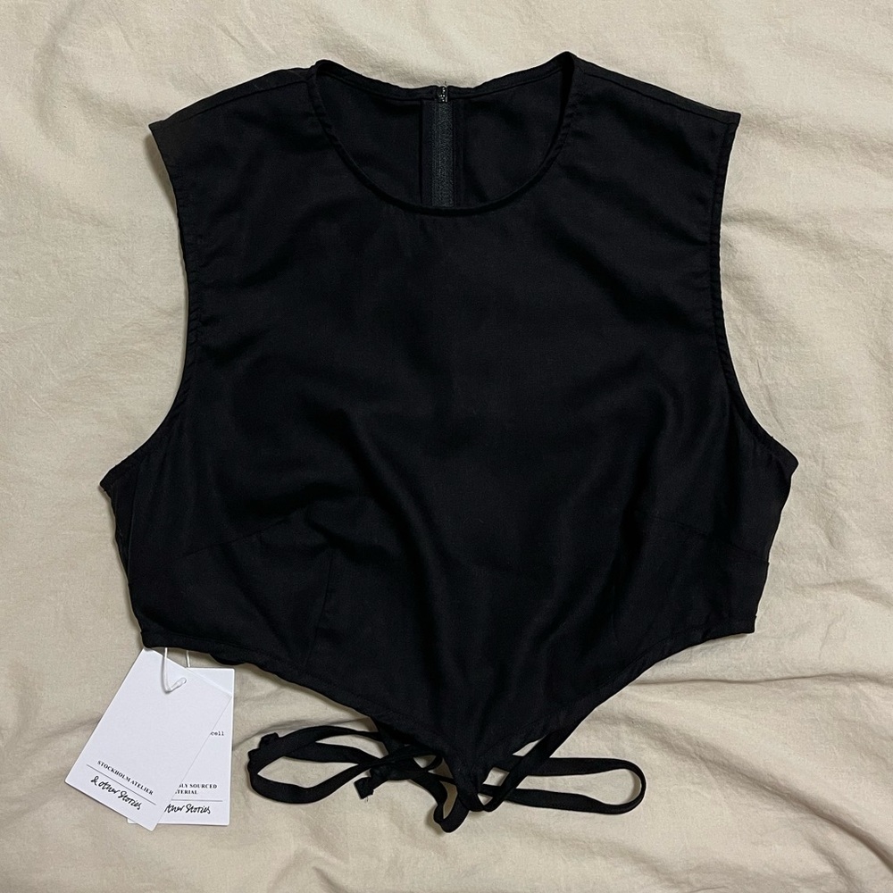 & Other Stories set cross back crop top in Black US 6